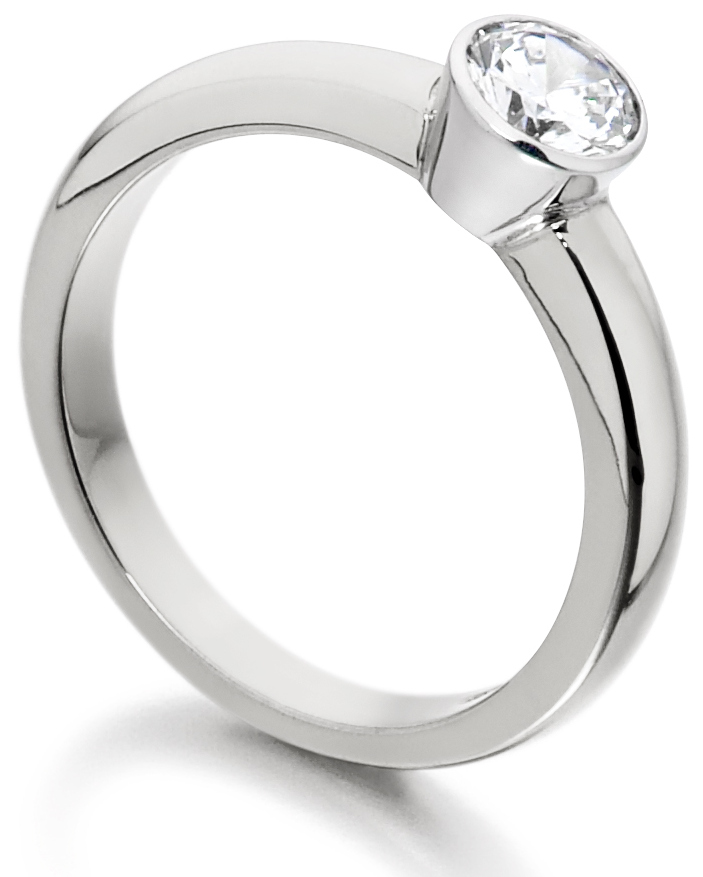 Round Rub Over White Gold Engagement Ring  IC0503 Image 2